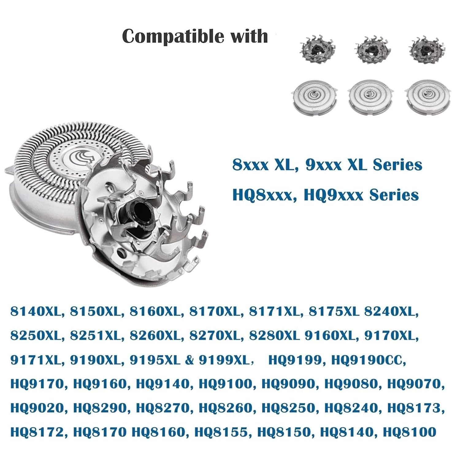 HQ9 Replacement Heads Blades Compatible with Philips Norelco Electric Shaver Razor Head HQ9 SpeedXL HQ9080 HQ9070 HQ8240/8260 PT920 8140XL 8150XL 8160XL 8170XL Replacement Shaving Blades
