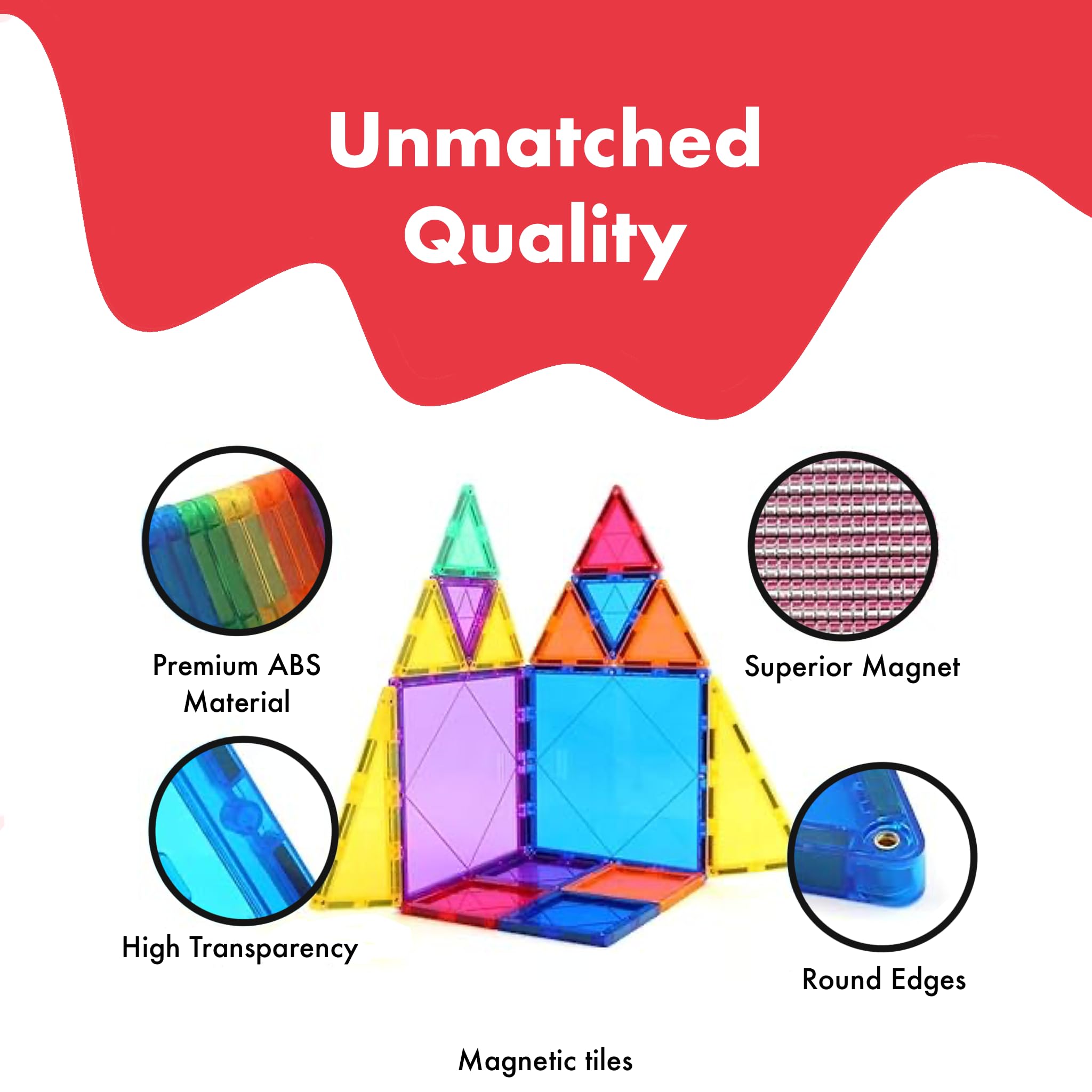 SNAPTRON Magnetic Blocks for Kids Tiles -40 Pieces Set Gifts for Girls, Boys, Magnetic Blocks for Kids 3+ Years, 4 5 6 7 8 9 10/ Constructing & Learning Builder Educational Magnetiles Game 2