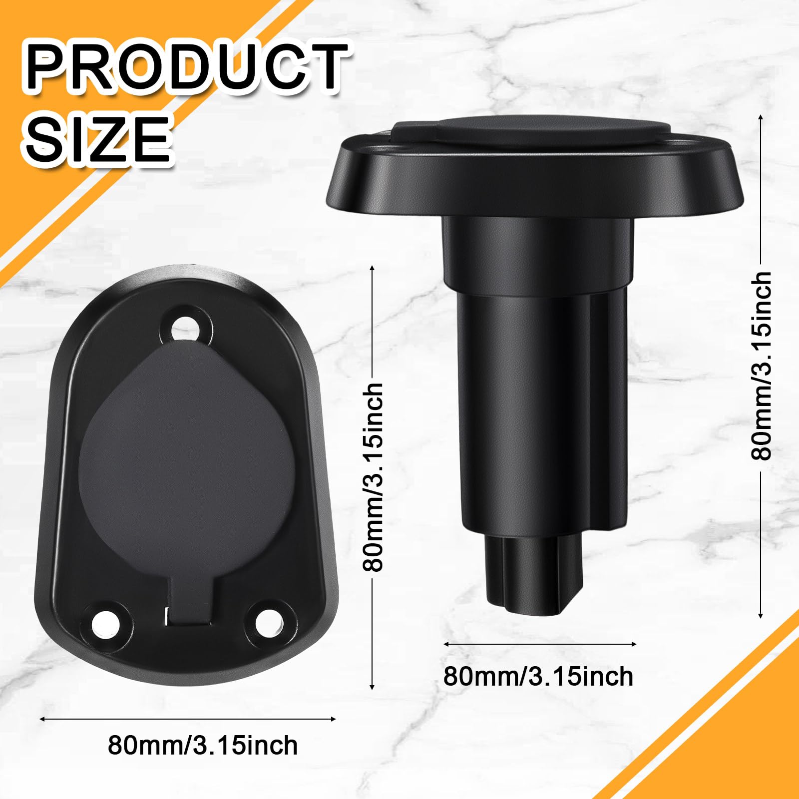 Mimorou 2 Pack Boat Light Top Socket Plug-in Pole Base 2-pin Stern Light Socket Plug-in Pole 2-Prong Stern Boat Nylon Cap (Straight Base)