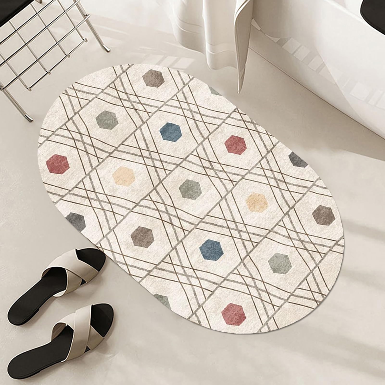 Tapis antidérapant grand confort lavable en machine pour salon et chambre