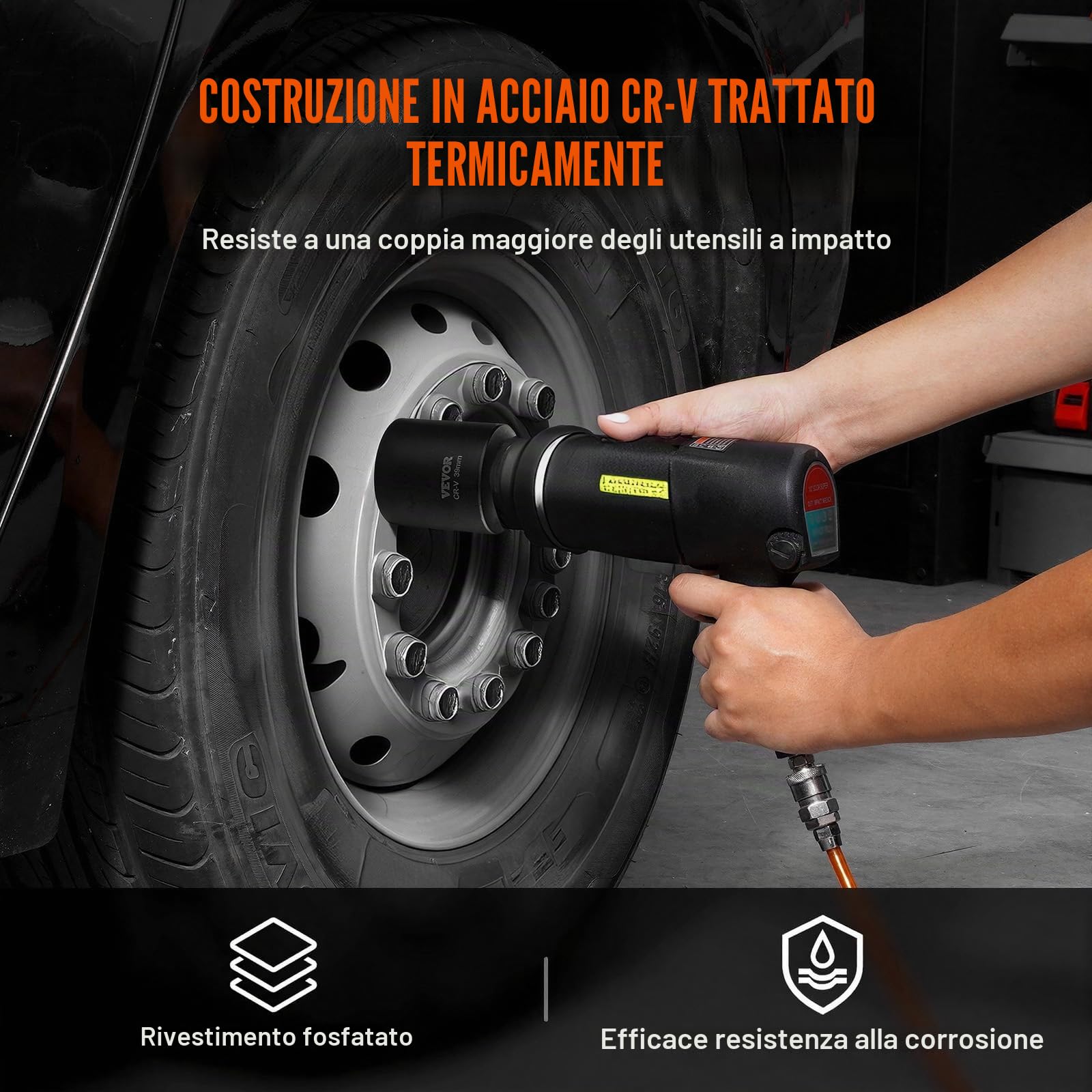 VEVOR Set di chiavi a bussola per dadi dell'asse, attacco da 1/2", profondità 6+12 punti, 14 pezzi, chiavi a bussola metriche CR-V, trattate termicamente, con custodia per riparazione, rimozione o