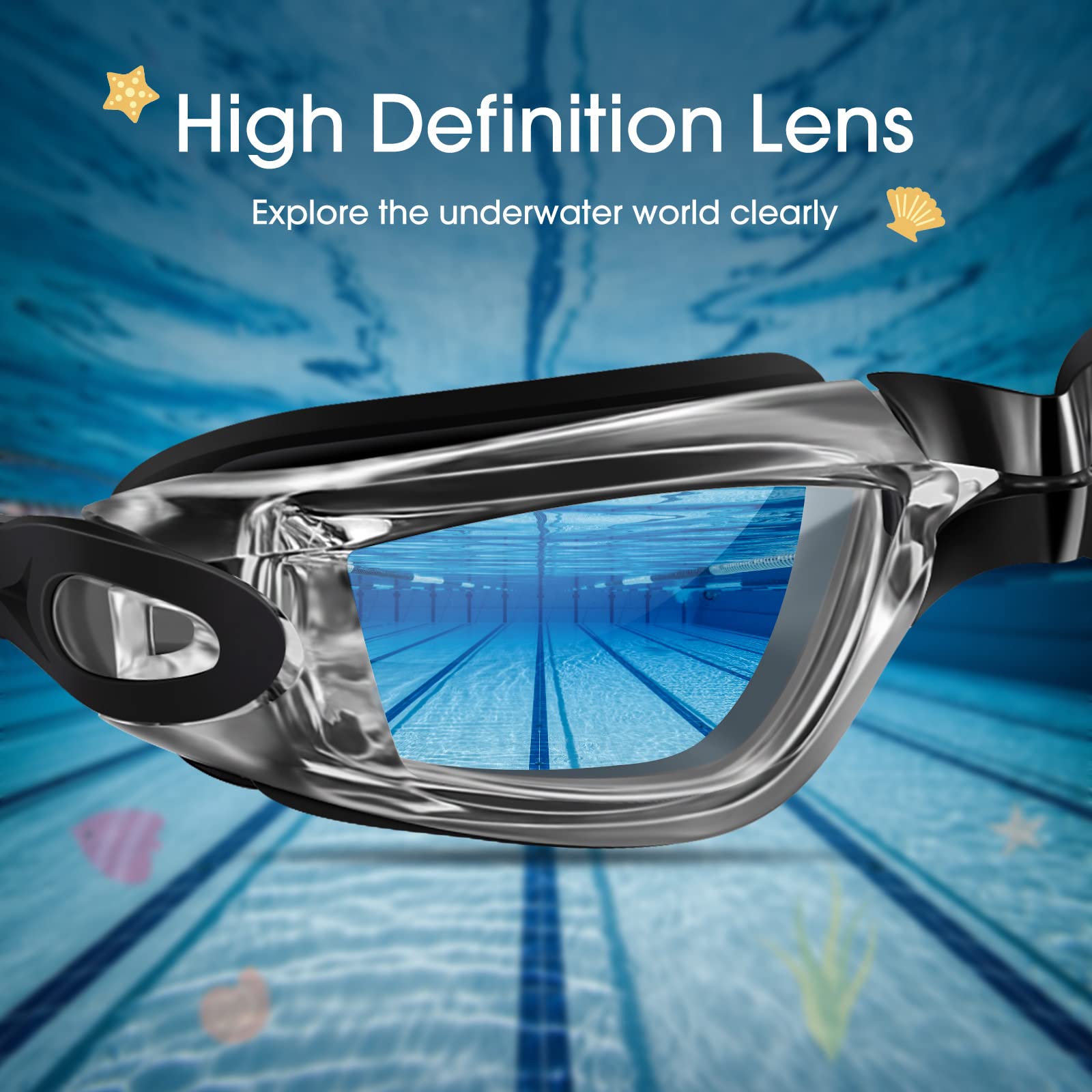 Vatefery Kids Swimming Goggles 2-Pack Swimming goggles kids 6-14,UV Protection,Anti-Fog,No Leaking kids goggles for Children Boys - Image 4