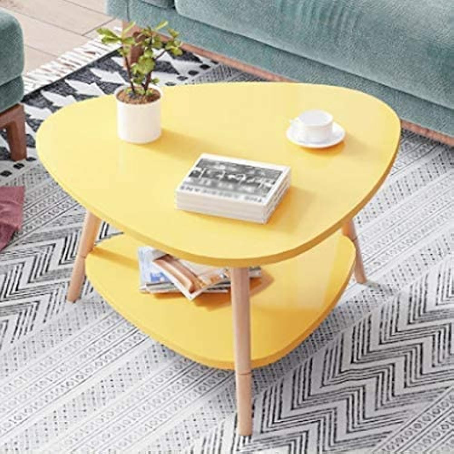 FURNITURE HUB Coffee Table Side Table for Home | Engineered Wood End Table Bedside Table | Living Room Sofa Center Coffee Table for Home Decor | Coffee Table with Storage (Yellow)