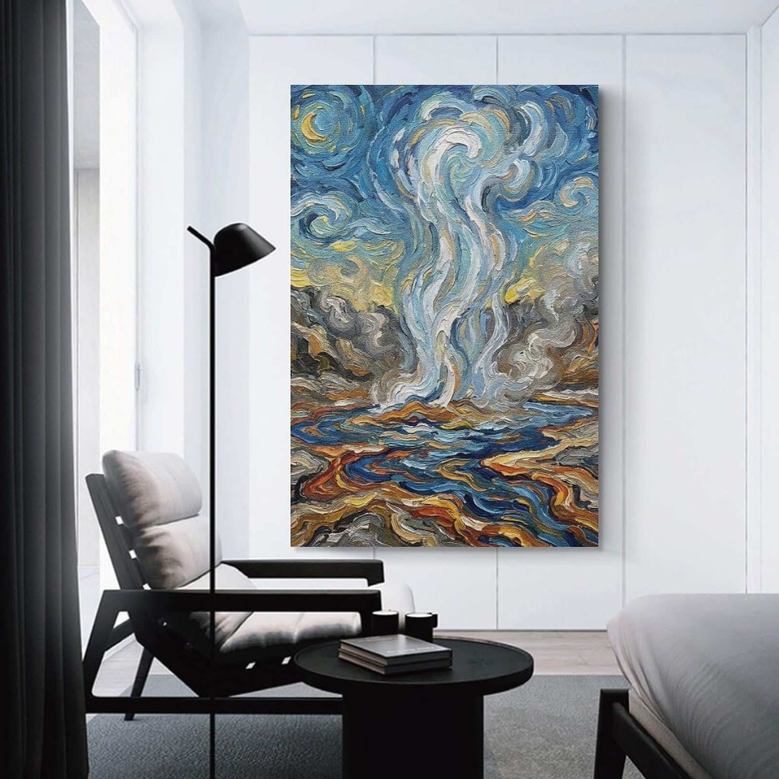 Junmoney Wall Picture Print Impressionistic Geyser Landscape Painting, 24x36inch(60x90cm), for Workspace Walls, Study Corners Or Bedrooms, A Smart Decor Choice for Study Walls