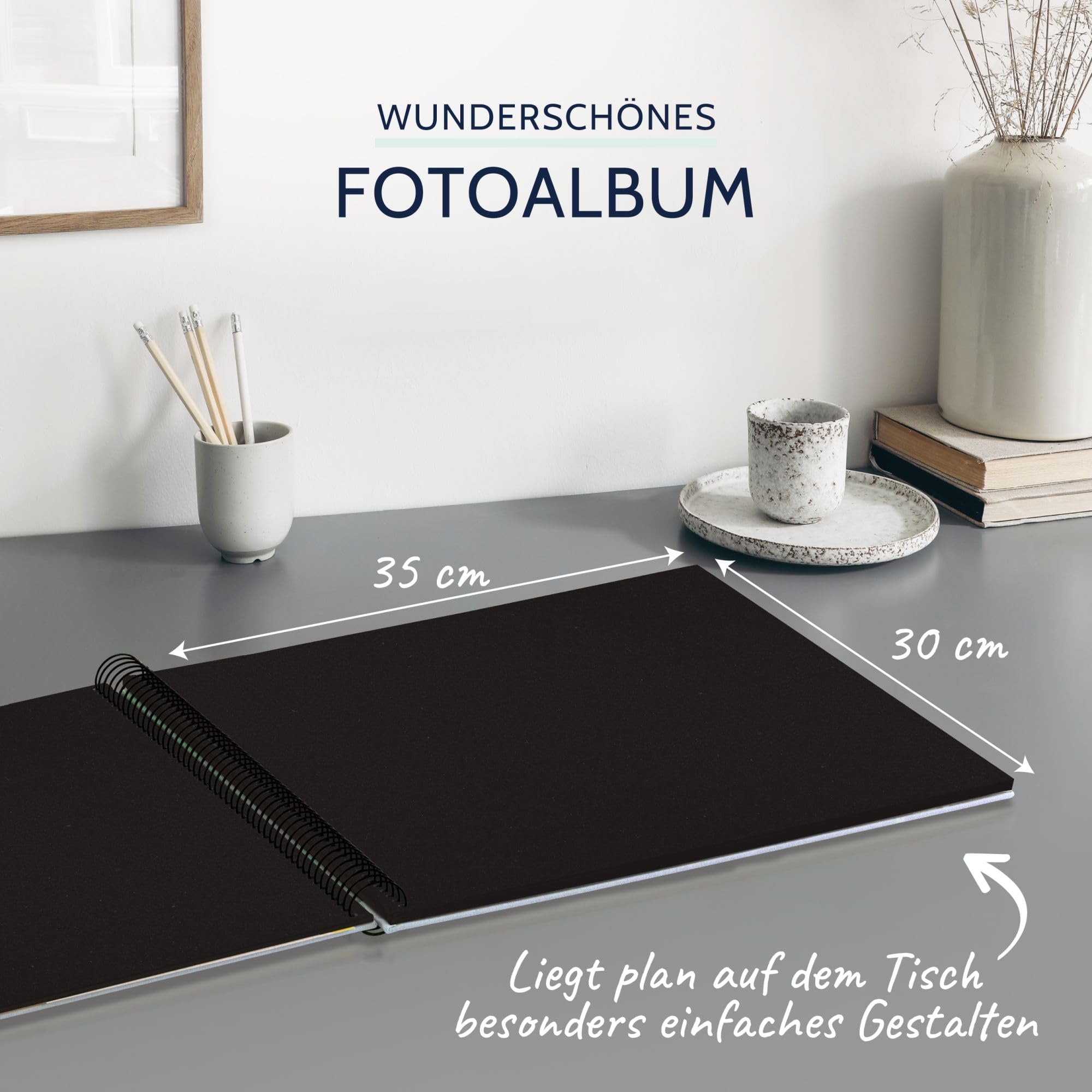 goldbuch Bella Vista 25 529 Spiral Album Sky Blue 35 x 30 x 2.8 cm Photo Album 40 Black Pages Picture Album Cover Linen Photo Album Landscape Photo Book Sky Blue - Image 2