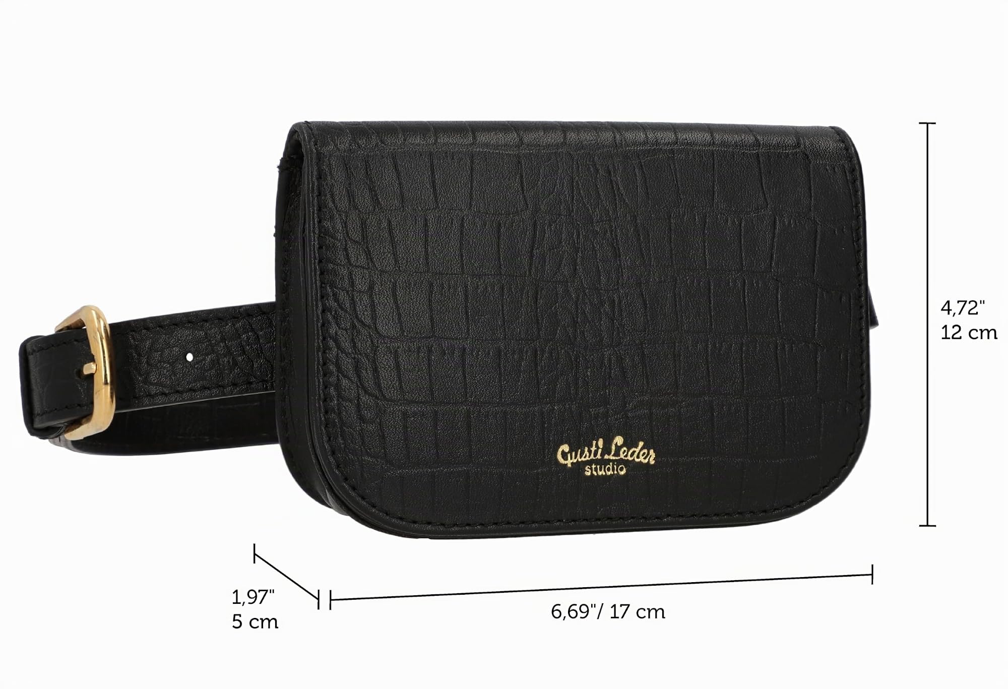 Gusti Gürteltasche - Jenny Bauchtasche Hüfttasche Festivaltasche Hip Bag Handtasche Leder Schwarz