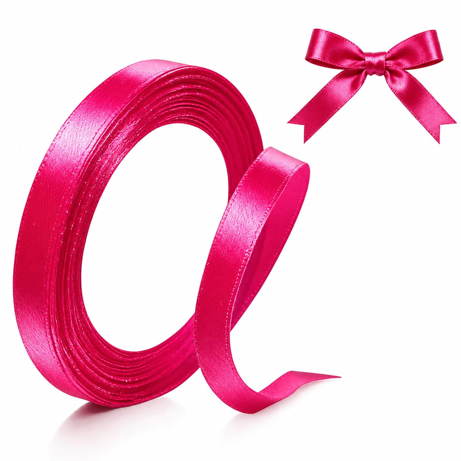 20mm Rose Red Satin Ribbon, Thick Fabric Ribbons for Gift Wrapping & Crafting, Ribbon for Balloons, Cake, Bouquet, Wedding, Party, Christmas Decorations, 22.8m