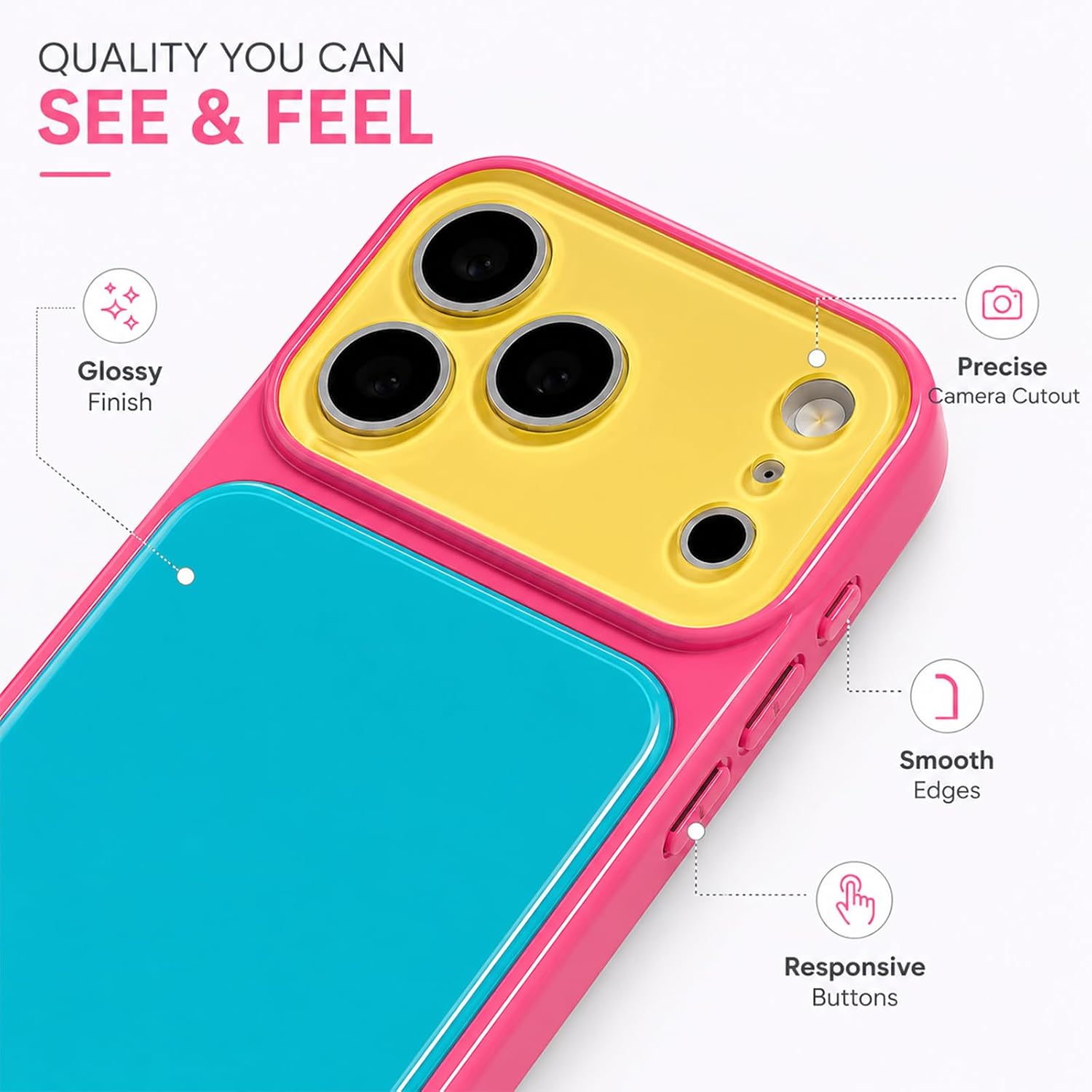 Compatible with iPhone 17 Pro Case, Dopamine Contrast Color Phone Case, Cute New Candy Color Crystal Camera Lens Protection,Blue,for iPhone 17 Pro image 2
