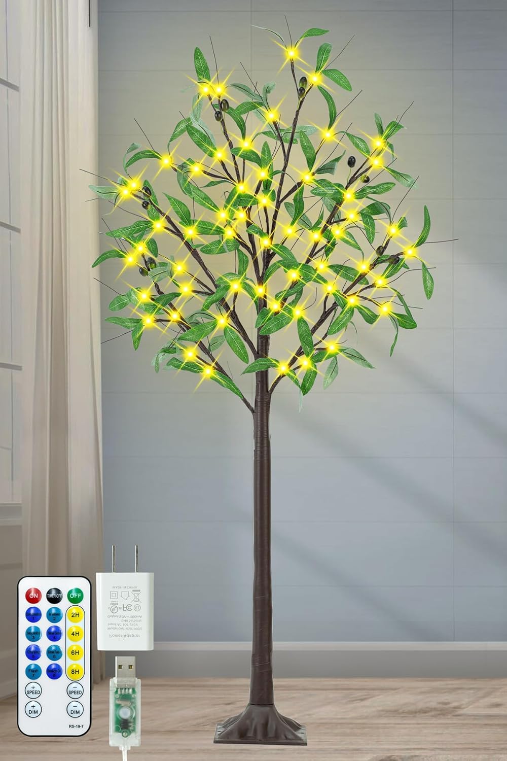 Lighted Olive Trees Artificial 4ft 60 LED Lights for