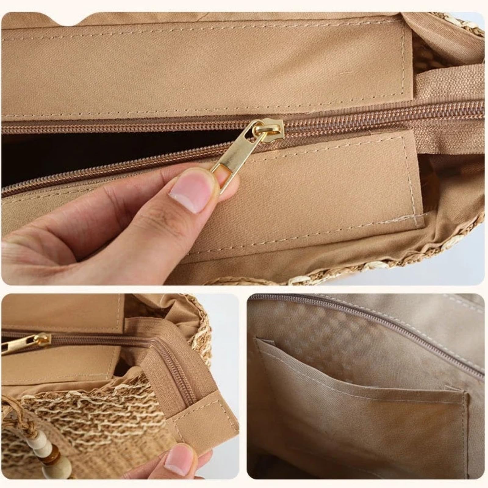 Handgemachte Strohhandtasche Frauen Holiday Beach Obergriffstaschen Freizeit-Tote Retro Schultertaschen
