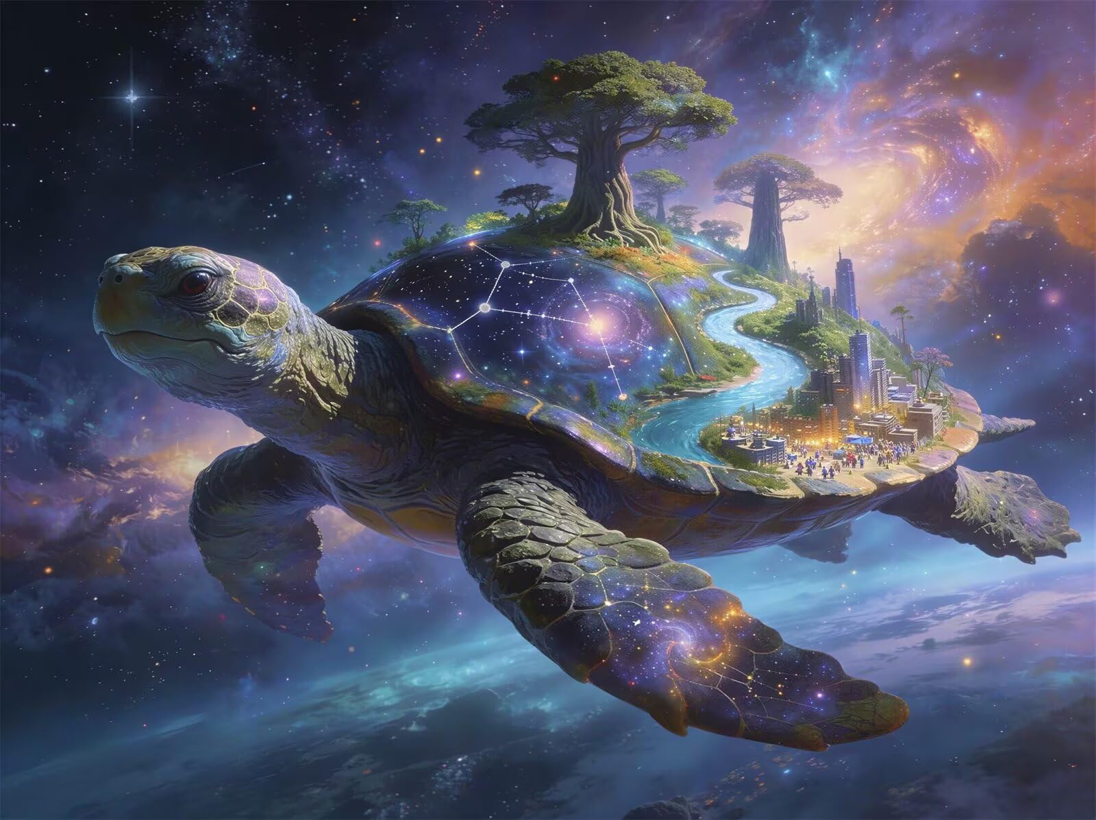 Puzzle 3000 Pezzi Adulti Tartaruga Cosmica 122x81cm, Puzzle Classico Antistress, Rompicapo per Esperti, Hard Difficult Challenging Puzzle Perfetto per Serate di Gioco