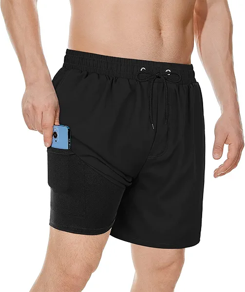 Men's Swim Trunks Board Shorts Quick Dry Mens Swimming Trunks with Compression Liner