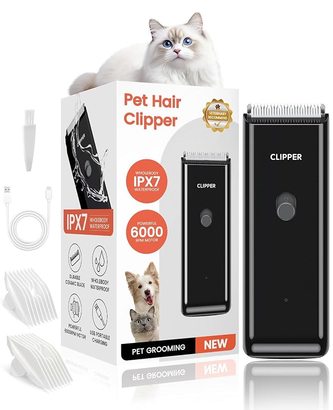 Máquina de Tosa Elétrica para Cães, Gatos e Pequenos Animais com Lâmina de Cerâmica LEMULEGU Preta