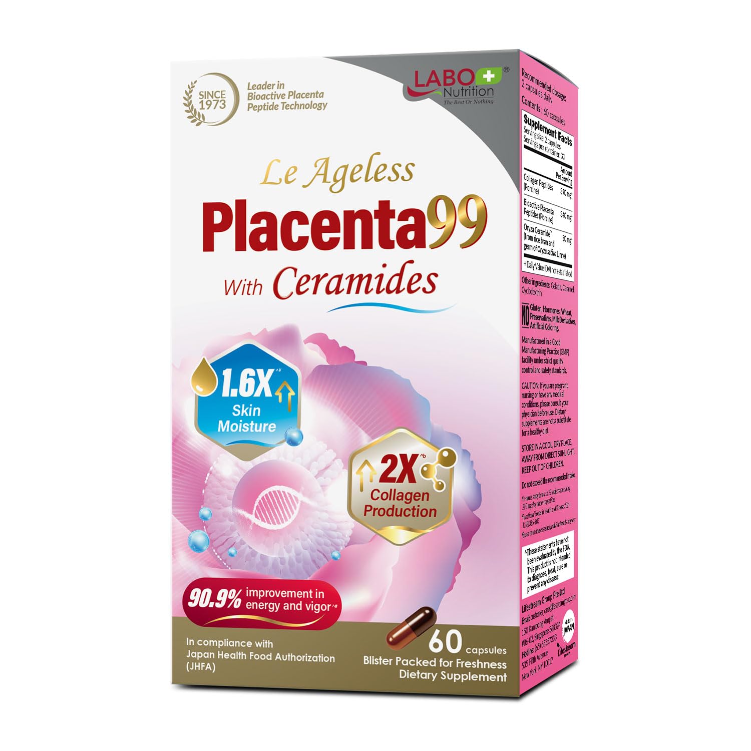 Amazon.com: LABO Nutrition Le Ageless Placenta 99 with Ceramides