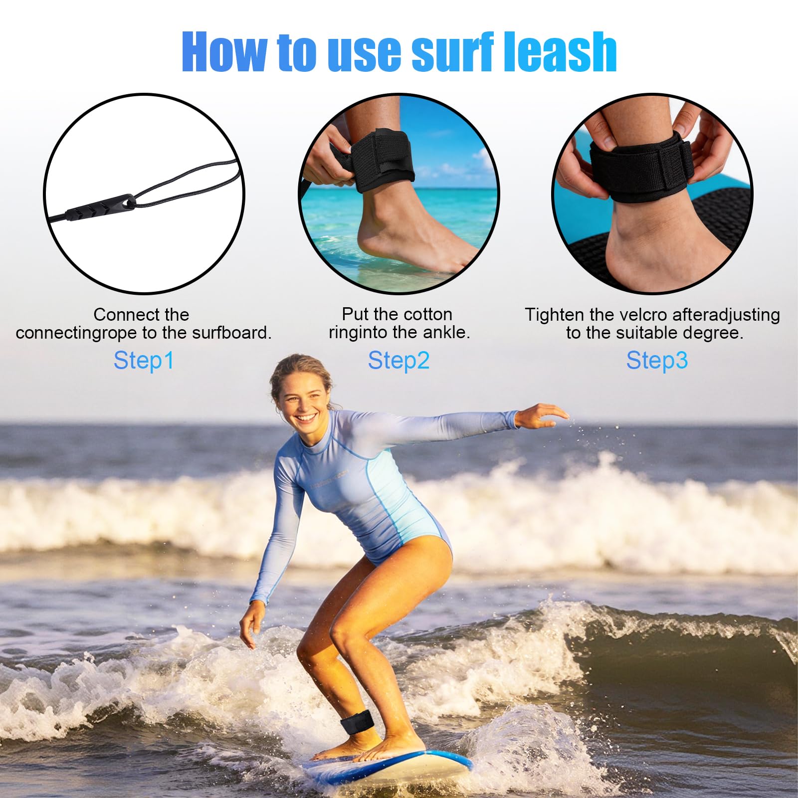 SUP Leash Leash 10ft, zwijana deska surfingowa z paskiem na stopę, 5 mm linka bezpieczeństwa TPU do deski SUP, deski surfingowej, kajaka, longboardu – czarna i pomarańczowa