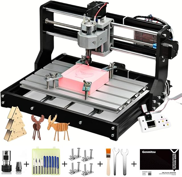 SainSmart Genmitsu 3018-PRO CNC Router Machine, GRBL Control 3 Axis Plastic Acrylic PCB PVC Wood Carving Milling Engraving Machine with Upgraded Power Adapter, XYZ Working Area 300x180x45mm