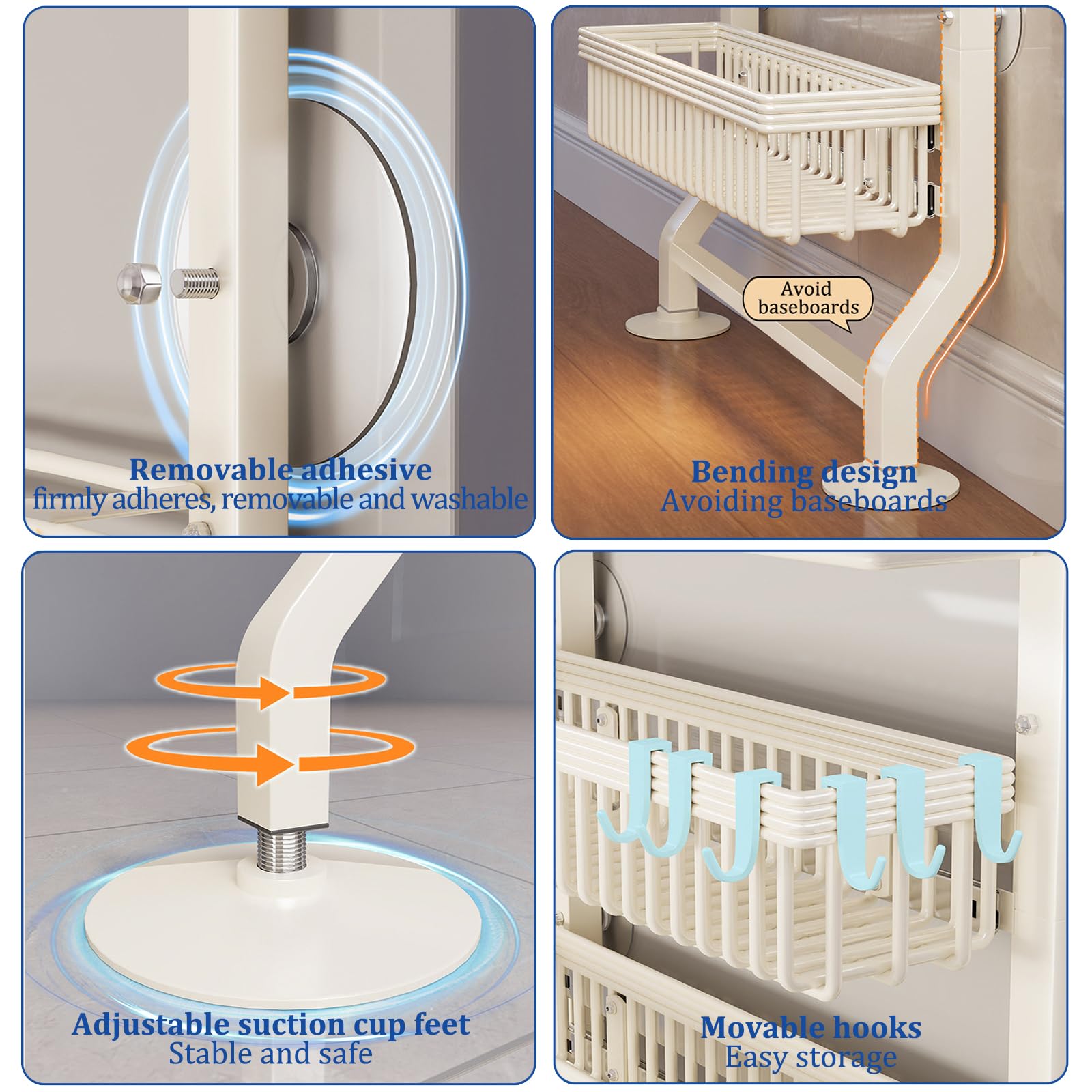 Estante de puerta estrecha de 5 niveles – Nizer de metal blanco versátil para cocina, baño, lavandería, sala de estar, despensa que ahorra espacio para un fácil acceso