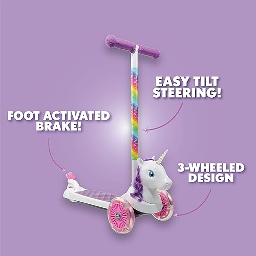 Miniatura 3 de Scooter para niños de 3 a 5 años  Cubierta extra ancha y freno activado por pies, 3 ruedas autoequilibrantes juguetes para niños y niñas