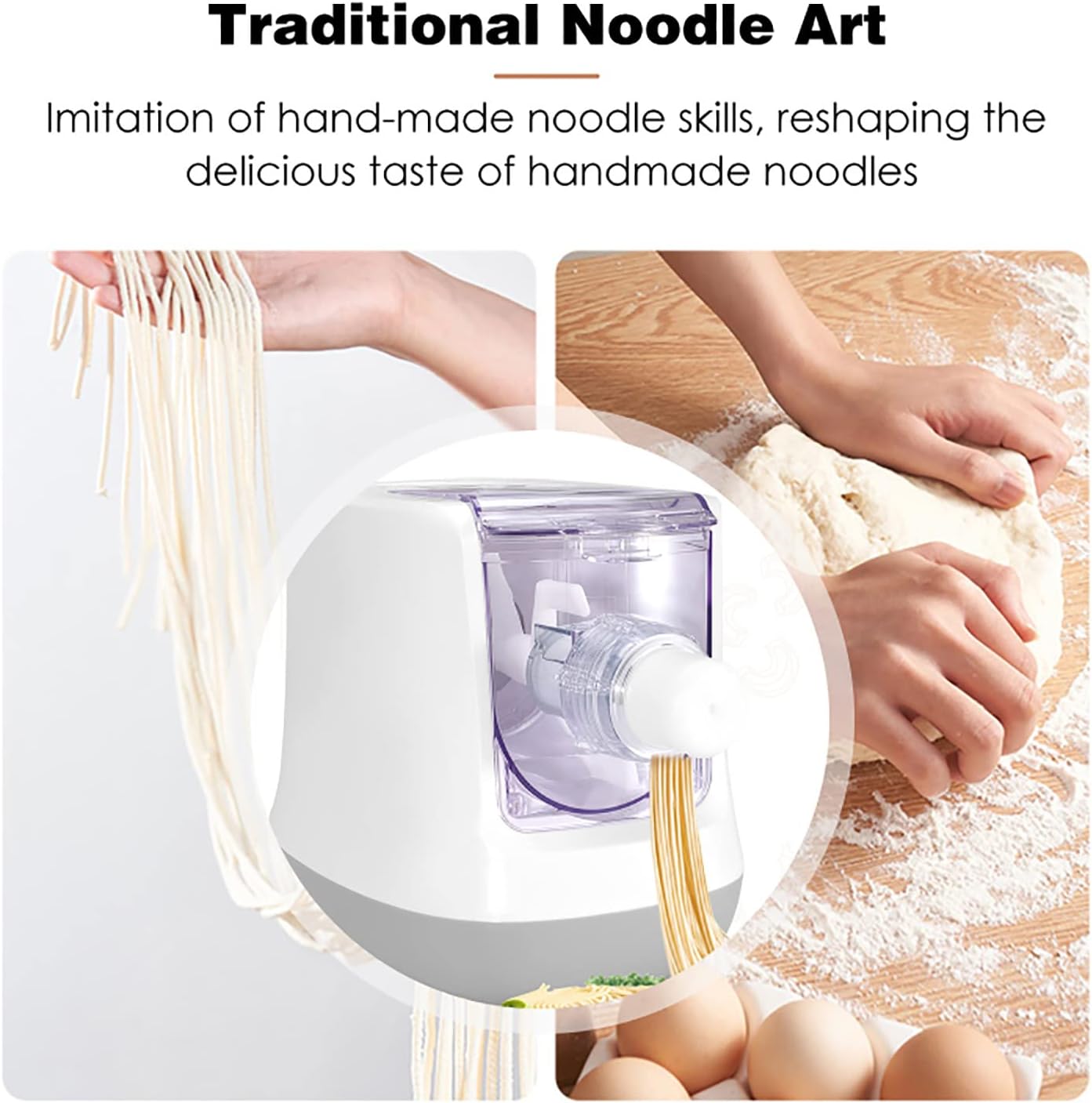 Automatic Electric Pasta Machine, Home Noodle Maker, 13 Noodle Molds, Maker Dough Rolling Machine for Spaghetti, Macaroni, Dumpling Skin