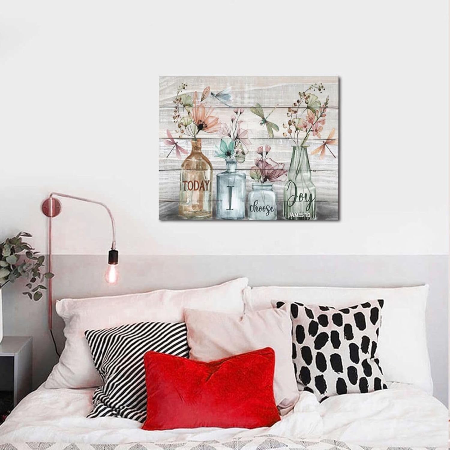 Rustic Farmhouse Bathroom Canvas Wall Art Flower Bathroom Pictures Wall Decor Dragonfly Canvas Painting Prints Artwork Modern Home Decoration Framed for Living room Bedroom Bathroom16 X20