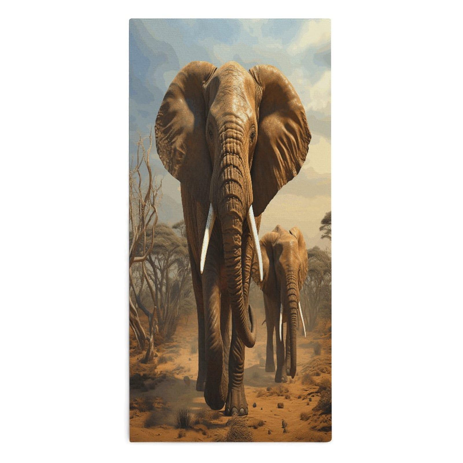 Fodpand Style Elephant Animals Microfiber Towels, Decorative Bath Towel Soft & Lightweight, Hand Towels Multipurpose Use For Bathroom, Pool, Gym, Spa, And Hotel Use