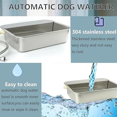 Miniatura 5 de Dispensador automático de agua para perros de 3 galones de acero inoxidable 304, cuenco de agua grande para perros al aire libre e interior
