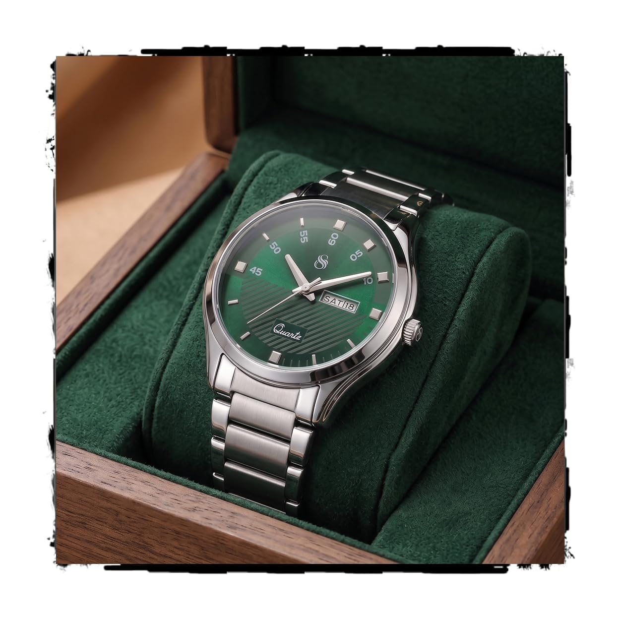 shocknshop Silver Stainless Steel Analog Round Dual-Texture Dial Day-Date Display Casual Wrist Watch for Men -WCH201-picture-35
