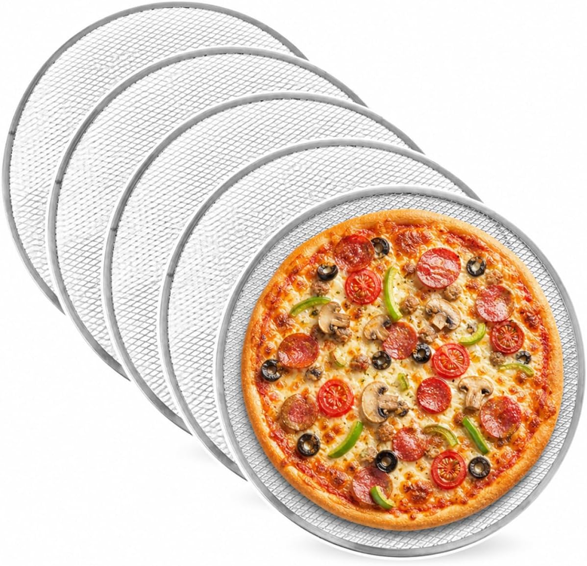 5 Pcs Nonstick Aluminum Mesh Pizza Screen 14 Inch