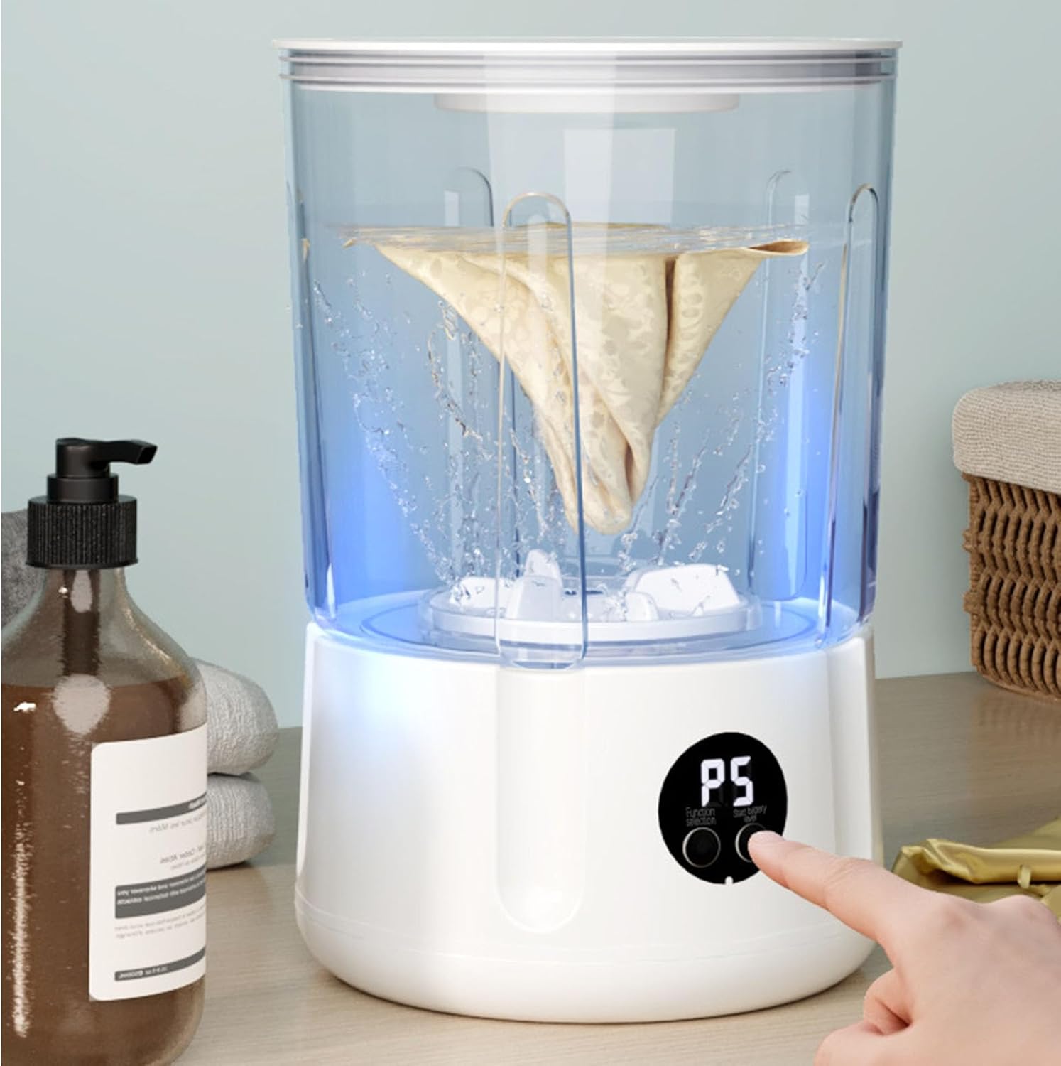 Underwear Washing Machine, Deep Cleaning Quiet Rechargeable Cordless Portable Clothes Washer for Towels Socks Baby Clothes, for RV Apartment Home Dormitory (White)