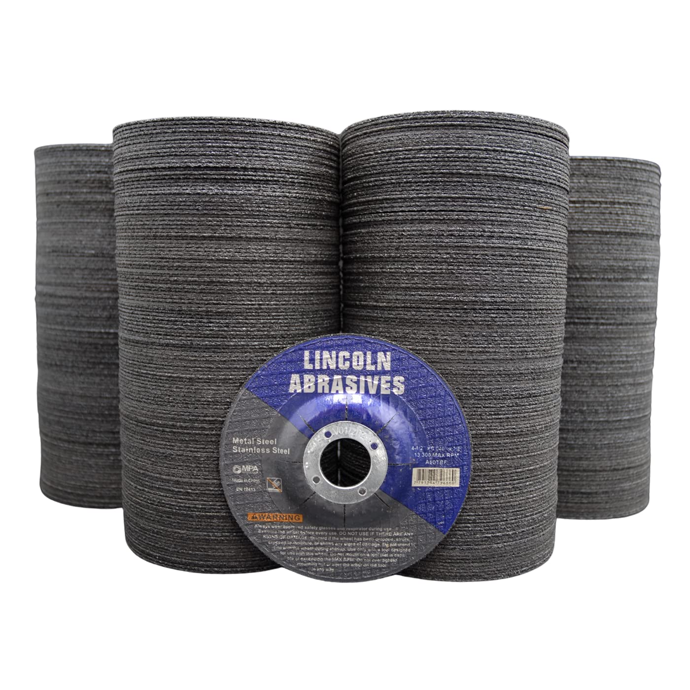 Lincoln Abrasives 500-Pc Depressed Center 4.5" x .040" x 7/8" Aluminum Oxide Cut-Off-Wheels for Angle Grinder