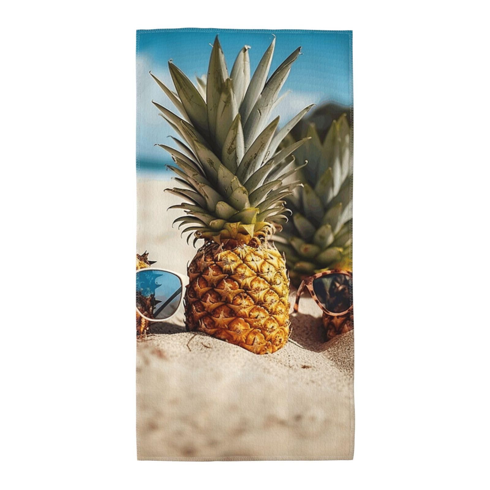 FekiLoot Absorbent Hand Towels 13.8"X27.5" Decorative Bathroom Towel Soft Microfiber Face Towel Pineapple Fruit Sunglasses Sand Beach Dish Kitchen Towels for Bathroom Kitchen Hotel Spa Bath Towels