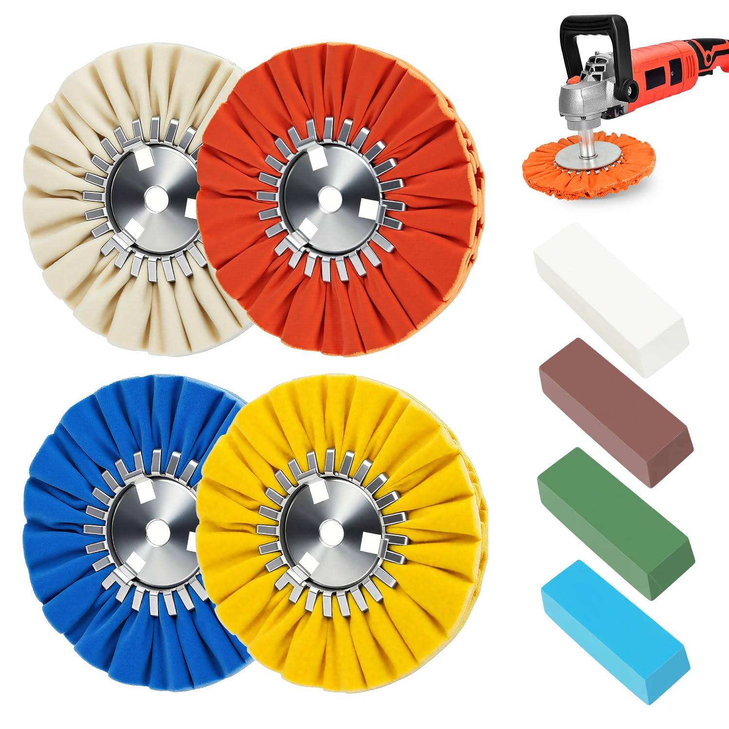 Airway Buffing Wheels Kit - Polish Metal & Auto Parts -16