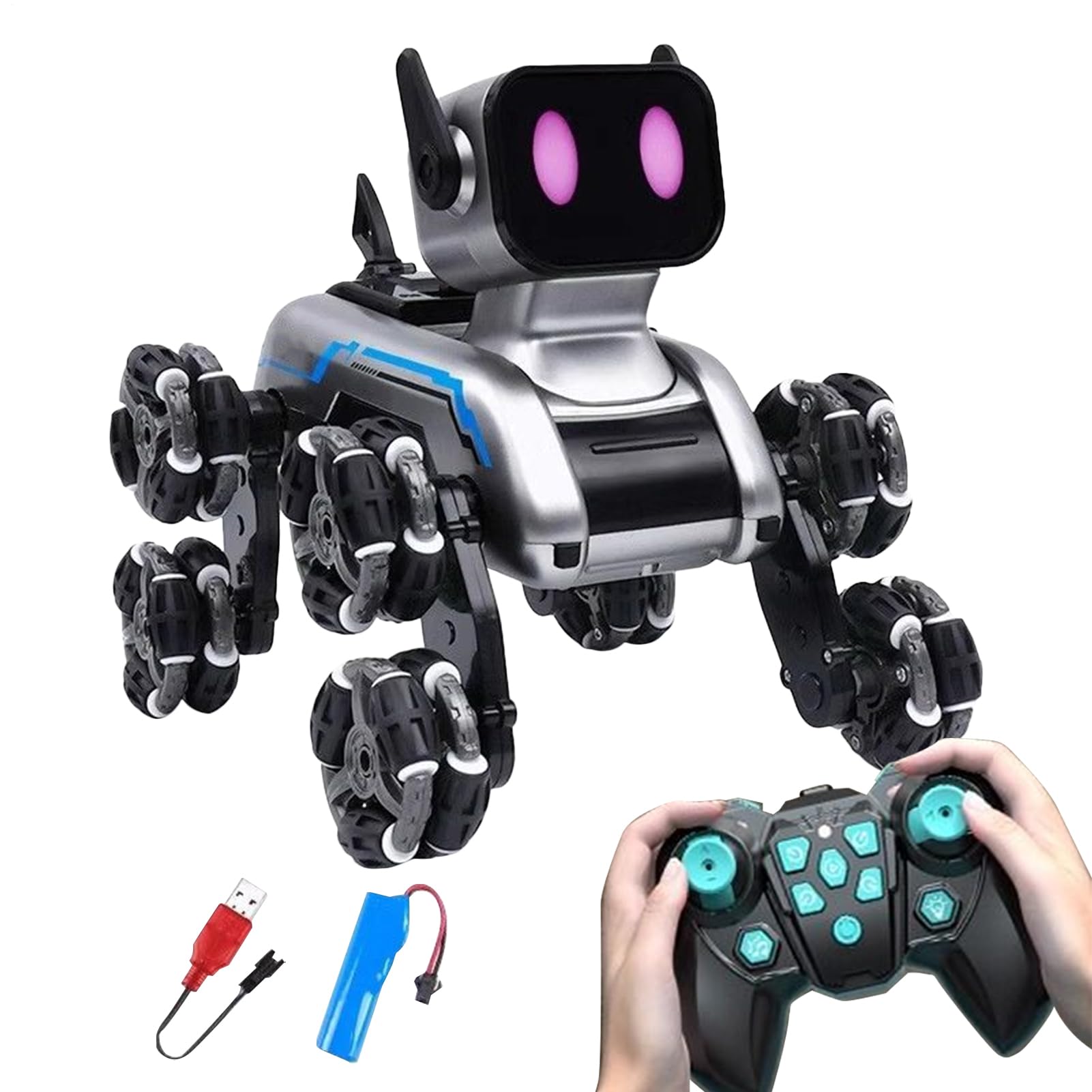 Cane Telecomandato | Cane Robotico per | Cucciolo Telecomandato Otto Ruote per Soggiorno Giardino Casa Camera