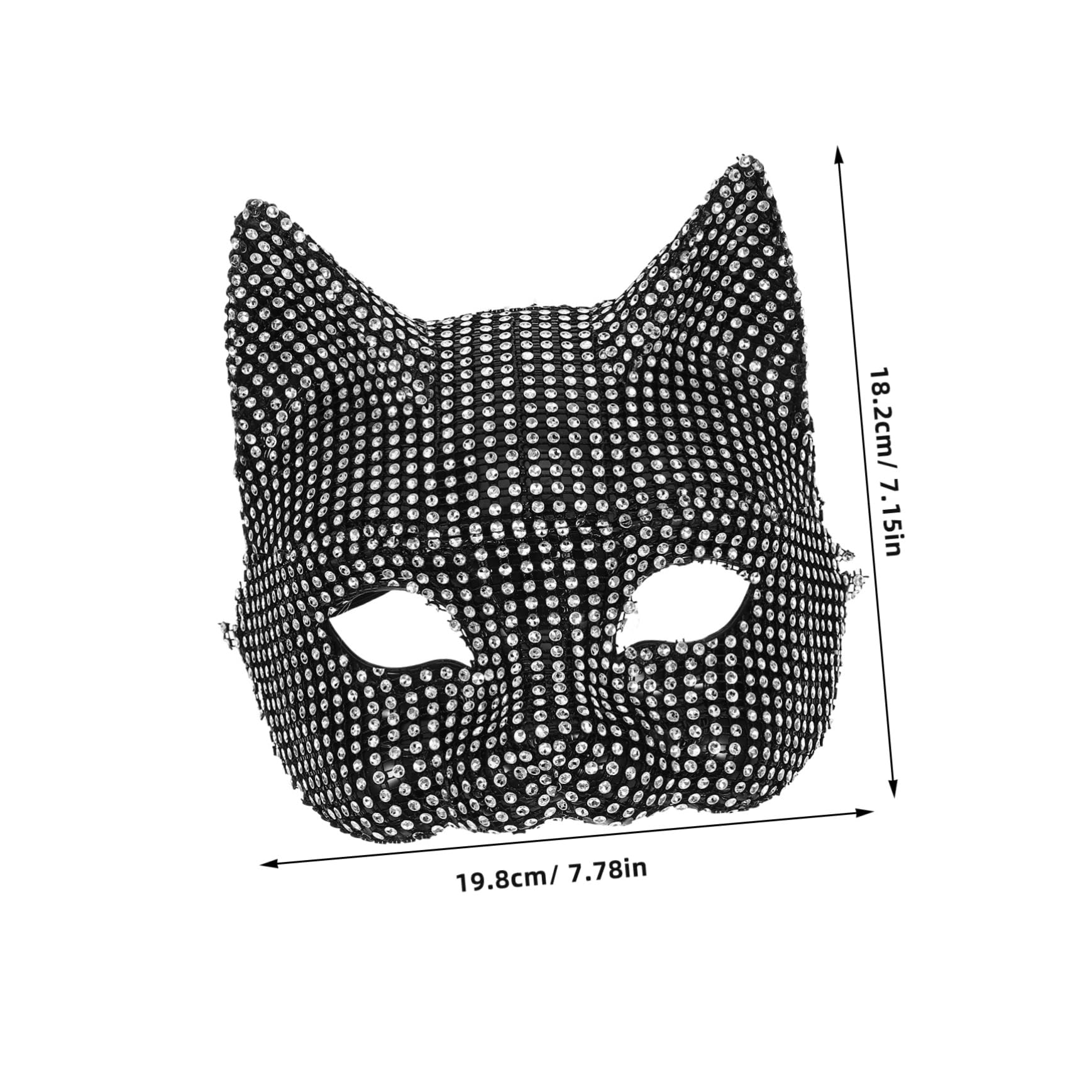 GARVALON Elegant Cat Mask for Halloween Party Supplies Masquerade Women's Mask Rhinestones