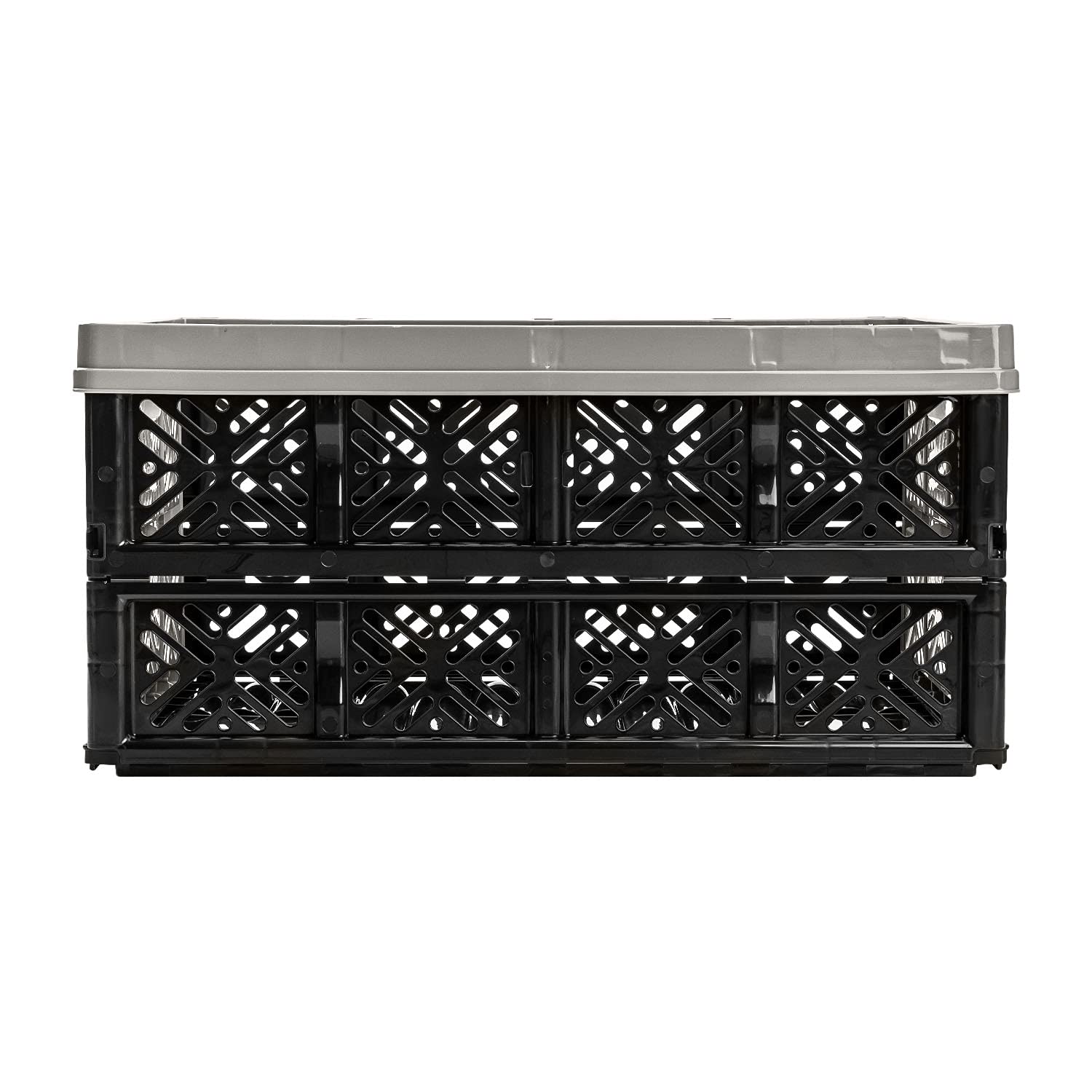 10 szt. stabilnych, profesjonalnych składanych skrzynek, 32 l, 36 x 49 x 23,5 cm, składana skrzynka transportowa, możliwość układania w stos, szara/grafitowa