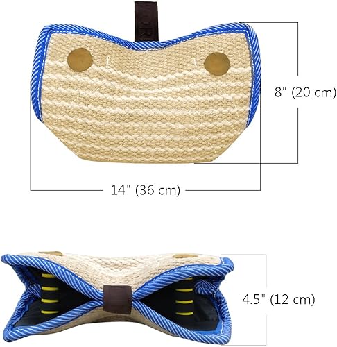 Miniatura 4 de PET Artist Yute/Linen Bite Wedge Bite Pillow de 2 asas con 1 bucle de juguete de 14 pulgadas (14.2 in) 8 pulgadas (7.9 in) de entrenamiento para