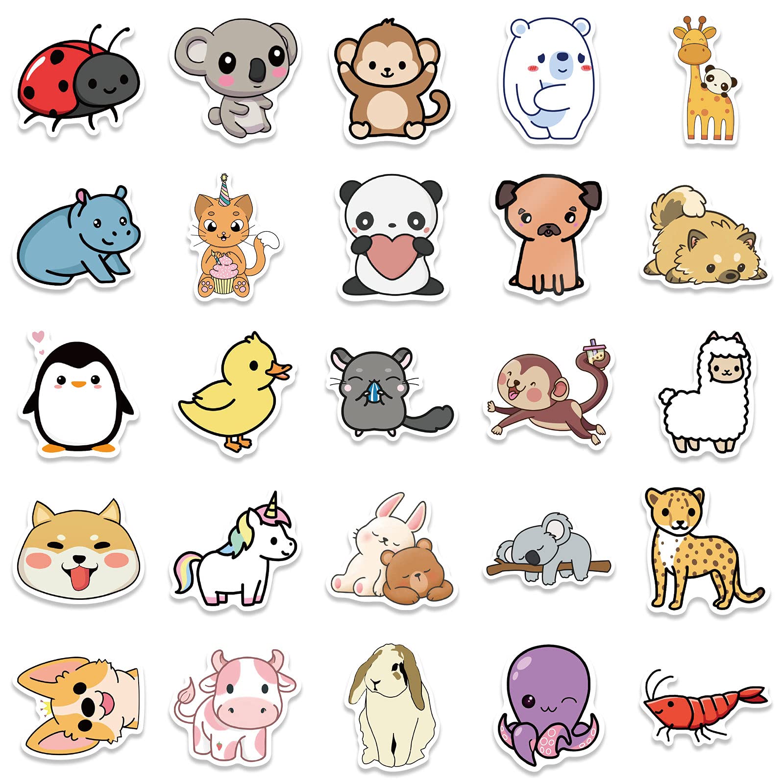 Schattige Dieren Stickers 50 Stuks | Animals Stickers | Koala | Olifant | Leeuw | Laptop | Kinderen | Volwassenen | Stickervellen | Koffer Schattige Dieren Stickers 50 Stuks | Animals Stickers | Koala | Olifant | Leeuw | Laptop | Kinderen | Volwassenen | Stickervellen | Koffer