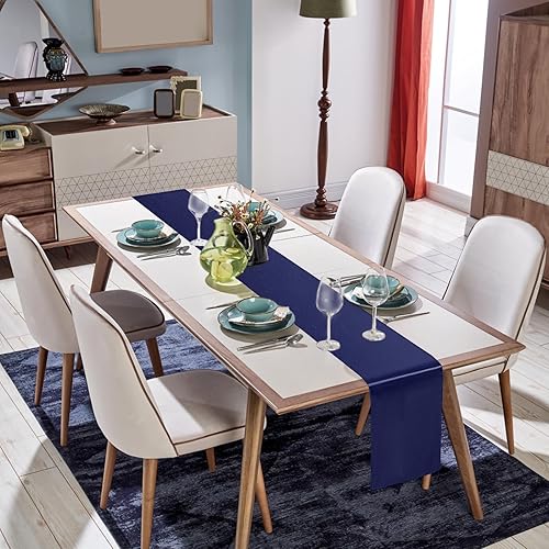 Miniatura 5 de Camino de mesa azul de 12 x 108 pulgadas, paquete de 24 caminos de mesa de satén, camino de mesa suave para fiestas, bodas, banquetes, cumpleaños