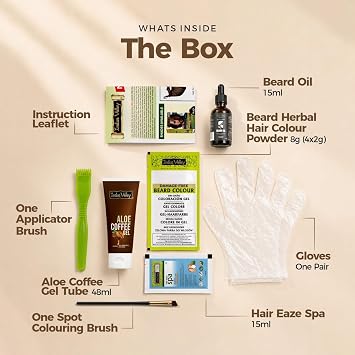 Indus Valley Natural Damage Free Men Mustache & Beard Color for Gray Hair Dark Brown | Mustache & Beard Coloring for Gray Hair | Ammonia-Free, Long-Lasting Beard Color Kit