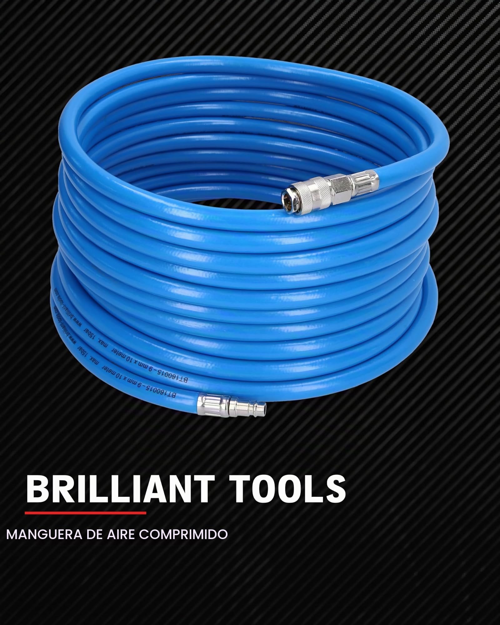 BRILLIANT TOOLS BT160015 Manguera de aire comprimido Ø 9 mm, 10 metros [Powered by KS TOOLS]