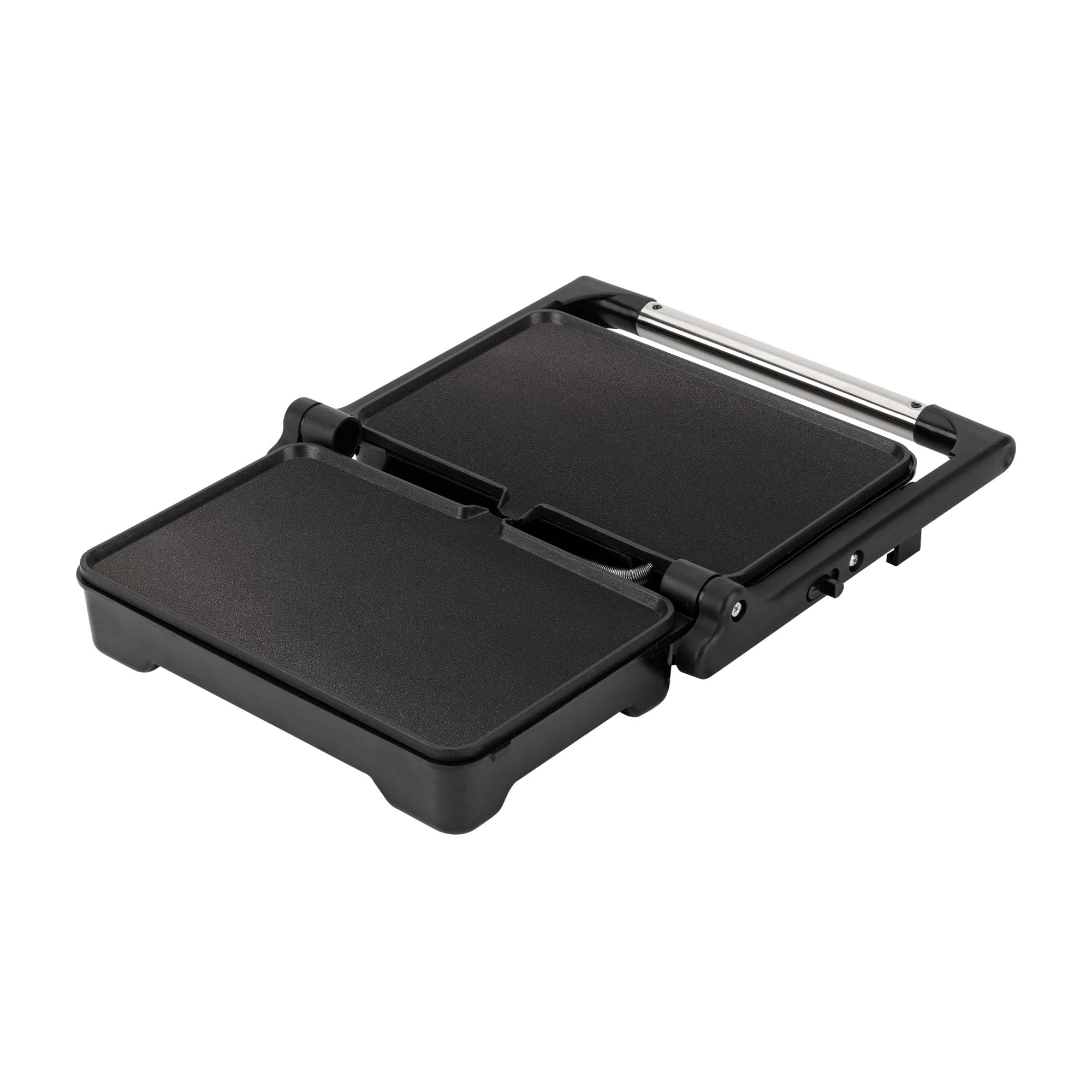 JATA JEGR1183 - Grill de asar doble 1500 W | Parrilla eléctrica con apertura 180° y tapa basculante | Termostato regulable | Placas lisas antiadherentes 26 x 16,5 cm libres de PFOA | Cocina sana