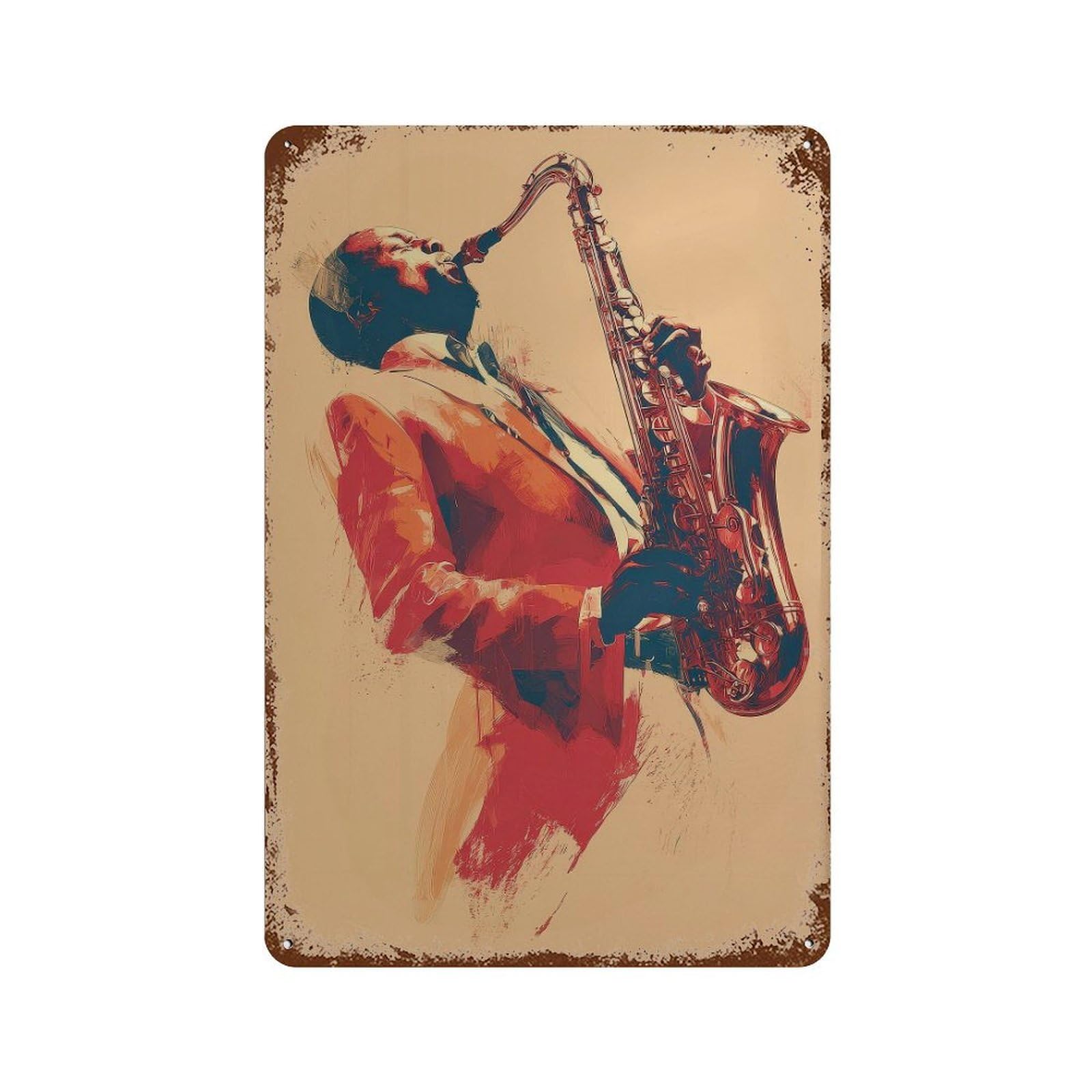xiaoxiaoshen Saxophone Player. Modern Expressionism Jazz Wall Decor Art Metal Tin Poster Modern Home Decor Art Home Bar Shop Decorations Vintage Sign 30x20cm