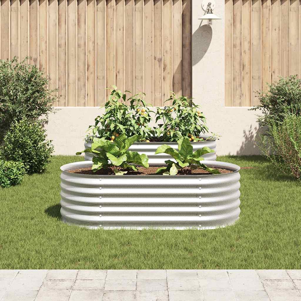 Bancal alto de 160 x 80 x 44 cm de acero galvanizado plateado, diseño moderno, robusto, para jardín, terraza y balcón