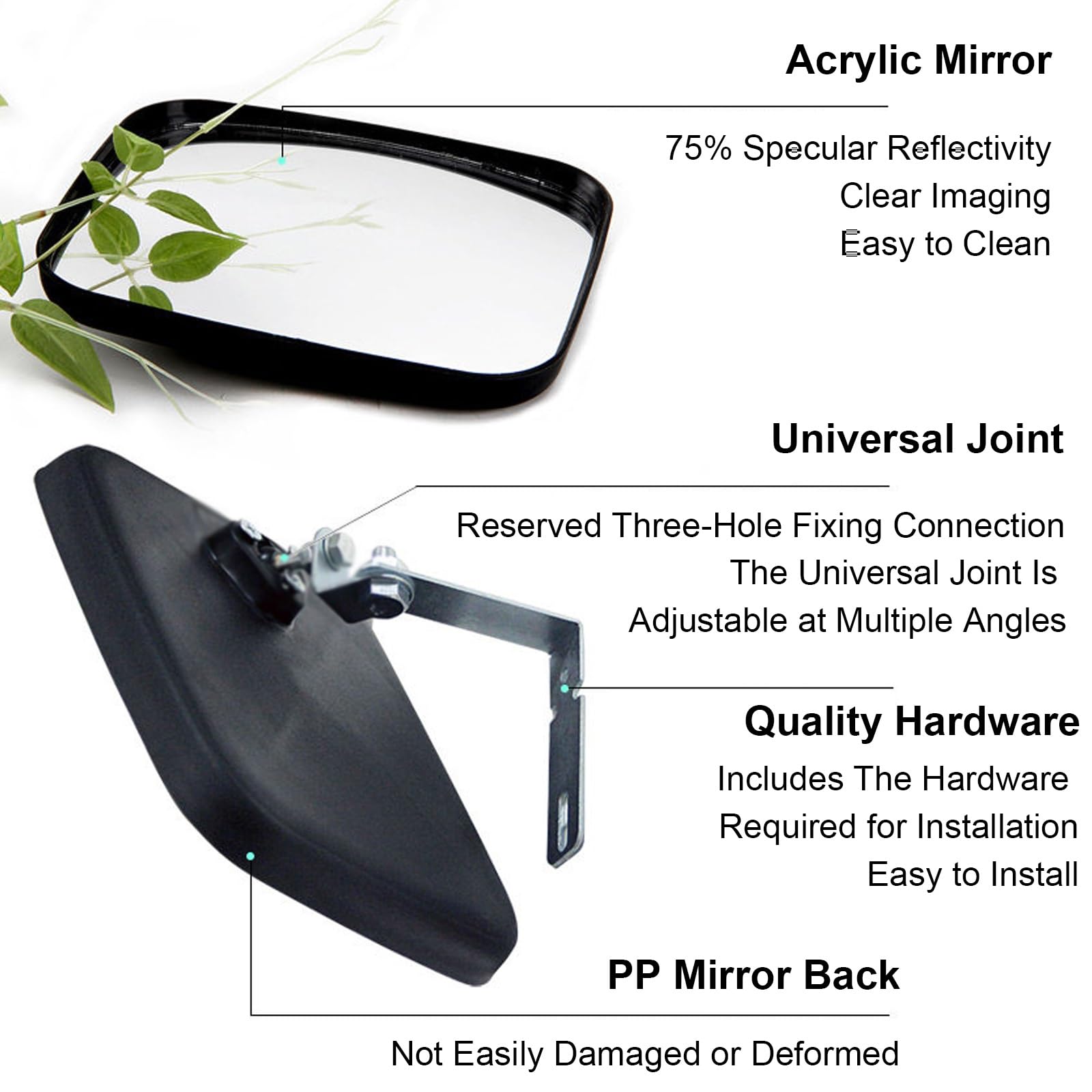 Espejo Curvo de Seguridad, Espejo Convexo Acrílico de Gran Angular, Espejo Parabólico para Dormitorio, Soporte Ajustable para Vigilancia en Garaje, Almacén y Oficina(20 * 24cm/8 * 9in)