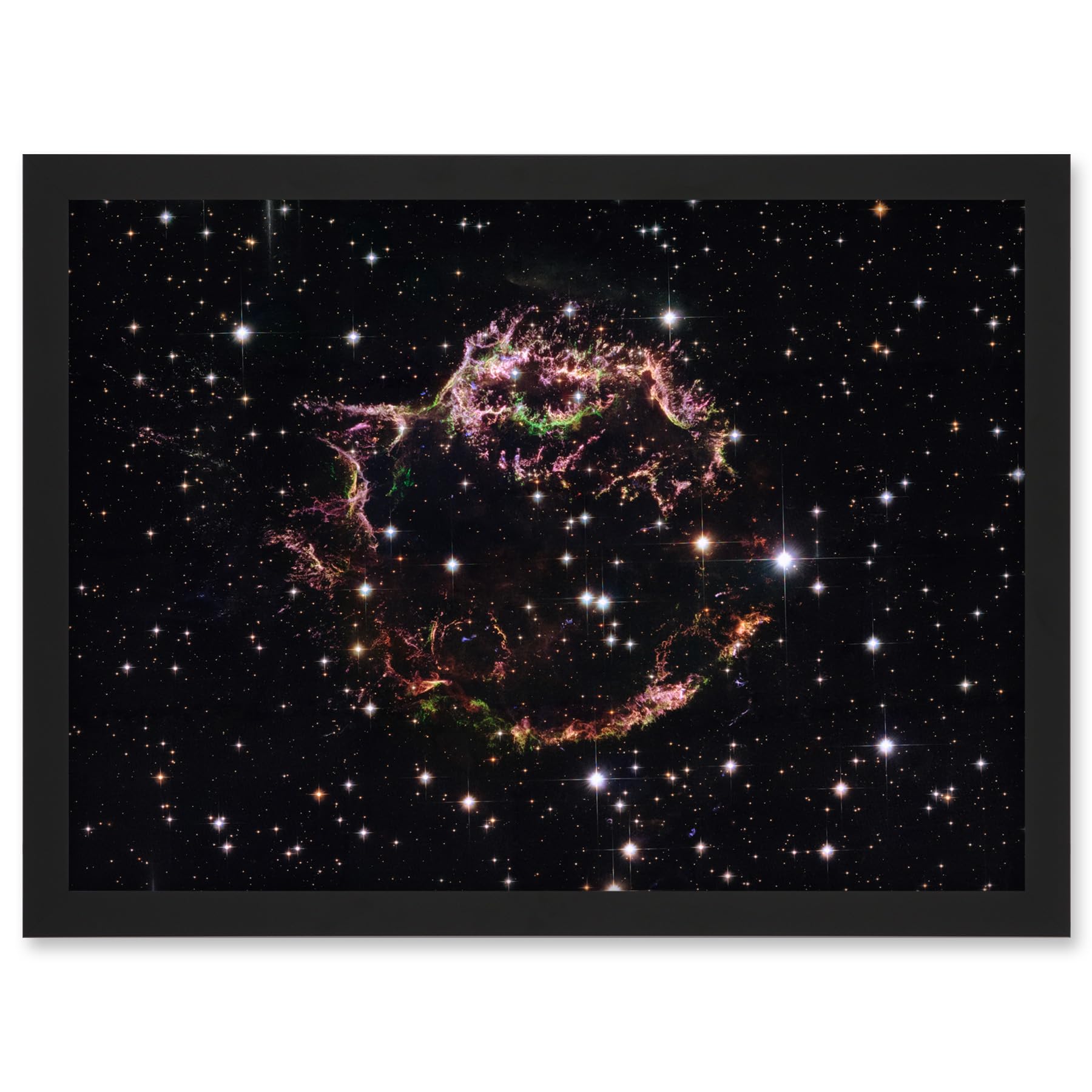 Artery8 Hubble Space Telescope Image Supernova Remnant Cassiopeia March 2004 Composite Structure Star Fragments Youngest Stellar Explosion Milky Way Artwork Framed A3 Wall Art Print