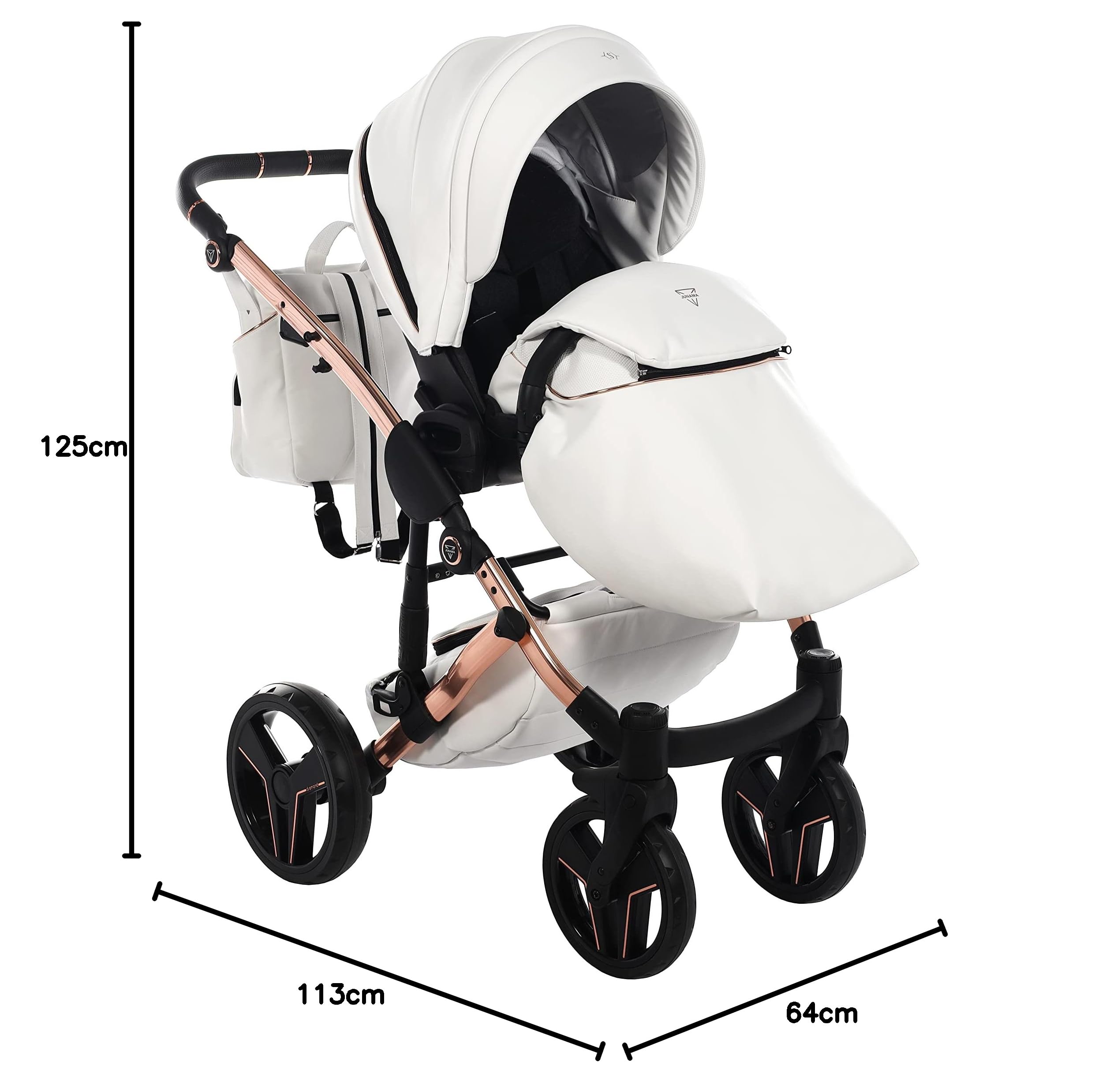 Junama Passeggino TRIO Diamond S Class 01 Bianco e Rame - 2in1 3in1 4in1 + ombrellino (3 in 1 con Seggiolino Auto)