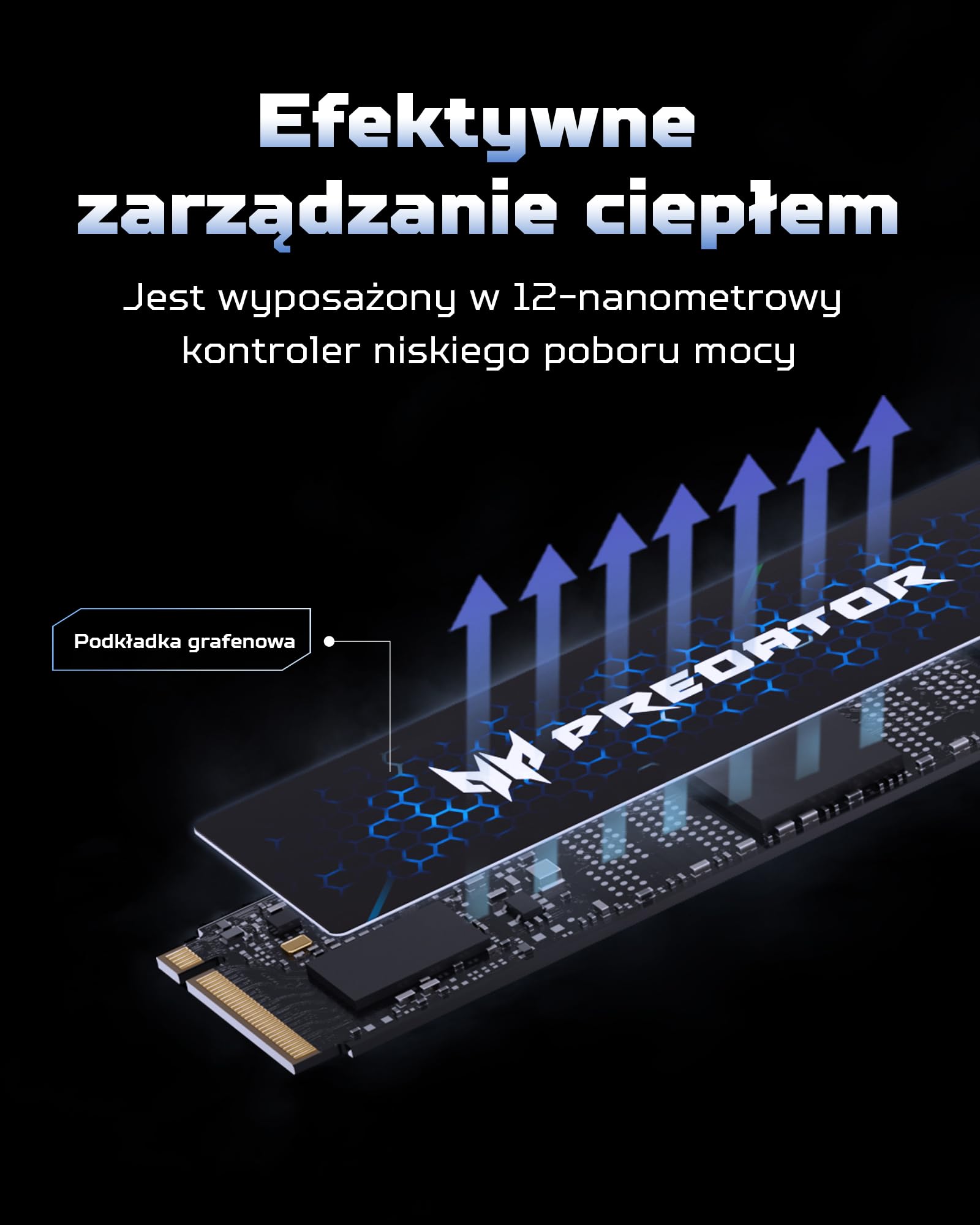acer Predator GM7 1TB SSD, M.2 2280 PCIe Gen 4 x4 NVMe 2.0, 3D TLC NAND, prędkość odczytu do 7200 MB/s, wewnętrzny dysk półprzewodnikowy do laptopa, komputera stacjonarnego i PS5