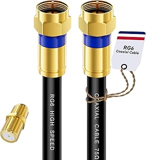 Coaxial Cable 3ft/6ft/10ft/15ft/25ft/50ft/60ft/75ft/100ft, RG6 Coax Cable