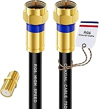 Coaxial Cable 3ft/6ft/10ft/15ft/25ft/50ft/60ft/75ft/100ft, RG6 Coax Cable Extender with Gold F-Type Connector, High Speed Internet for HD TV, Modem, Digital Antenna, Satellite, Black(3ft)