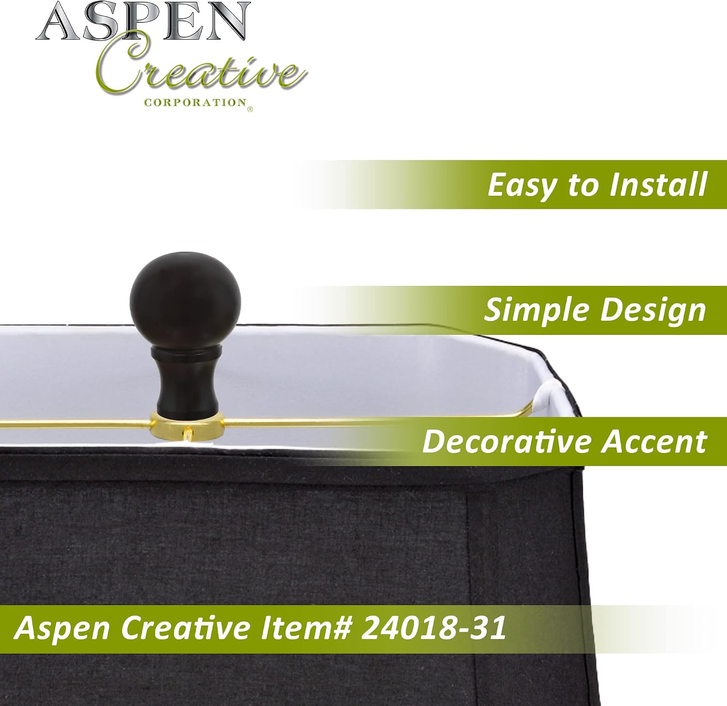Aspen Creative 24018-31 Steel Lamp Finial in Oil Rubbed Bronze Finish, 1 3/8" (1 Pack)